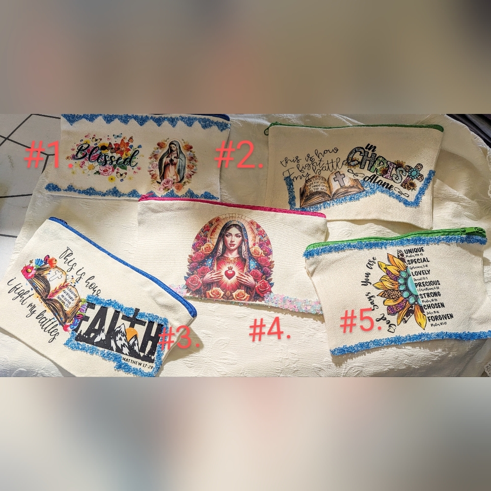 COPY: NWT 🥰 handmade cotton canvas 🙏🙌 Catholic/Christian pouch: choice 1/8🎁